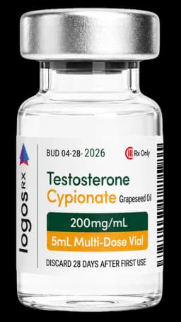 Logos RX Testosterone Cypionate 200 mg/mL, 5 mL vial