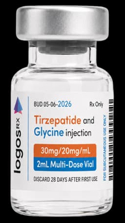 Logos RX Tirzepatide and Glycine 30 mg/mL, 2 mL vial